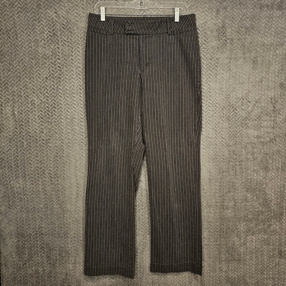 Lee Pinstripe Dress Pants Womens 10 Medium Black Tan Straight Leg LAPH55773